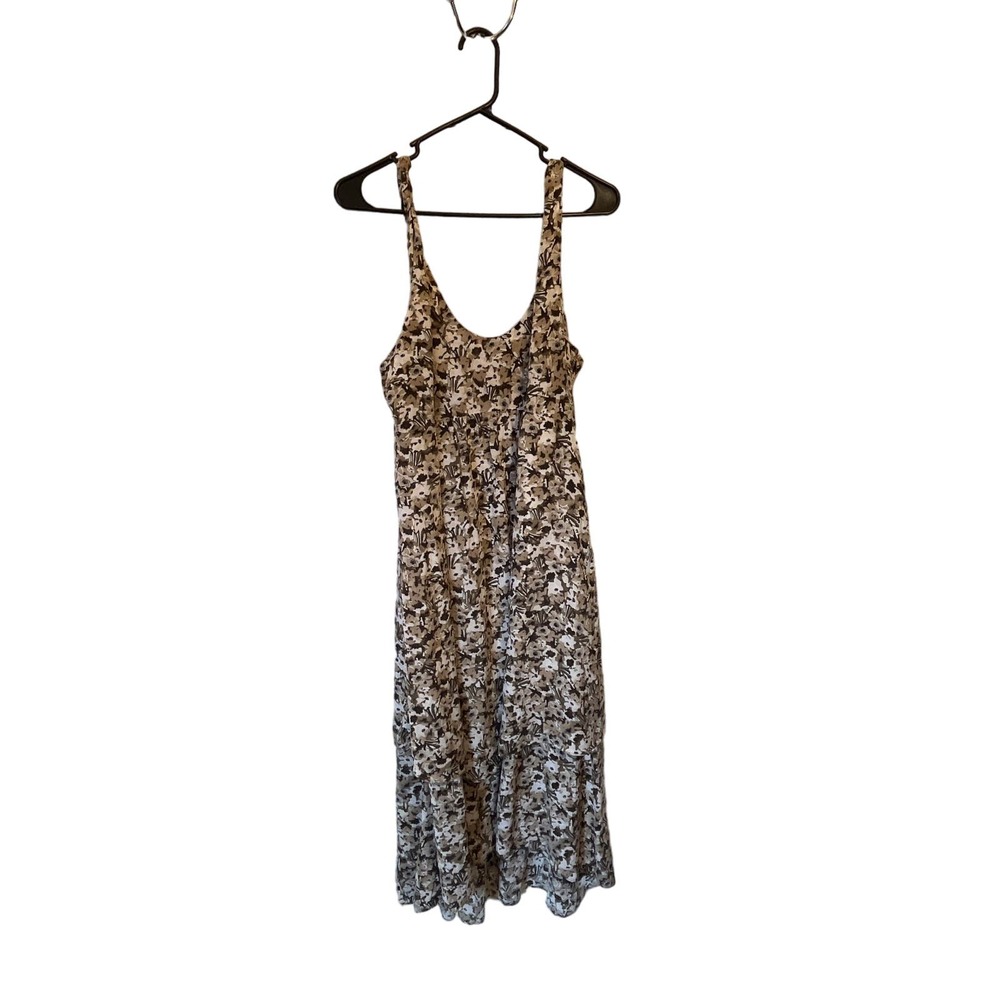 BANANA REPUBLIC Silk Dress Brown Floral Summer Long
